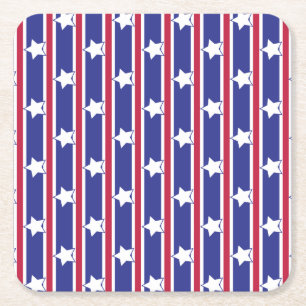 Posavasos Cuadrado De Papel Estrellas patrióticas divertidas y divertidas