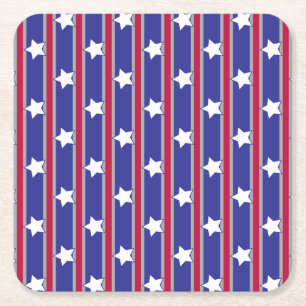 Posavasos Cuadrado De Papel Estrellas patrióticas divertidas y divertidas