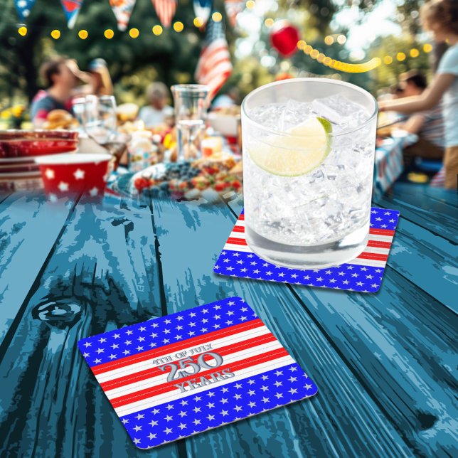 Posavasos Cuadrado De Papel Estrellas y Franjas Semiquincentenario 250 Años (Subido por el creador)