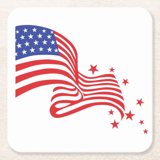 Posavasos Cuadrado De Papel Estrellas y rayas (Anverso)