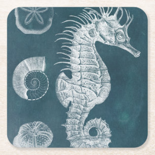 Posavasos Cuadrado De Papel Estudio azul I del Seahorse