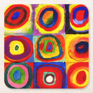 Posavasos Cuadrado De Papel Estudio de color de Kandinsky Cuadrados Círculos A