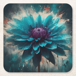 Posavasos Cuadrado De Papel Ethereal Blue Dahlia