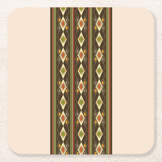 Posavasos Cuadrado De Papel Ethiopian Tebeb Pattern (Anverso)