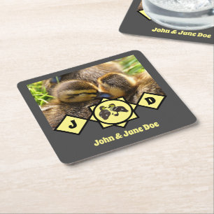 Posavasos Cuadrado De Papel Etiqueta de nombre de doble doblón Adorable