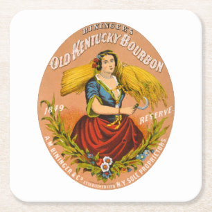 Posavasos Cuadrado De Papel Etiqueta publicitaria de Whiskey, Circa 1860.