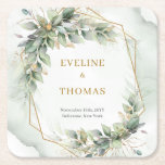 Posavasos Cuadrado De Papel Eucalipto verde de la acuarela del Boho y boda del<br><div class="desc">Prepárate para añadir un toque de encanto a tu boda con las bóvedas de papel redondo de oro de oro de Boho eucalyptus. Estas galerías infundirán una sensación de capricho en tu celebración, creando un ambiente de ensueño para tus invitados. La elegante combinación de vegetación vibrante y lujosos acentos dorados...</div>