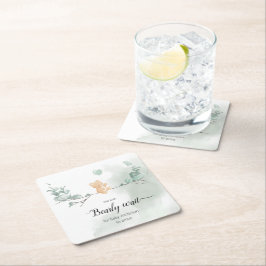 Posavasos Cuadrado De Papel Eucalyptus Bear Baby Shower