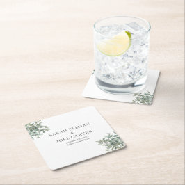 Posavasos Cuadrado De Papel Eucalyptus Boda