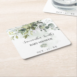 Posavasos Cuadrado De Papel Eucalyptus Greenery Baby Shower
