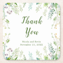 Posavasos Cuadrado De Papel Eucalyptus Greenery deja Boda