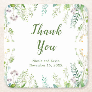 Posavasos Cuadrado De Papel Eucalyptus Greenery deja Boda