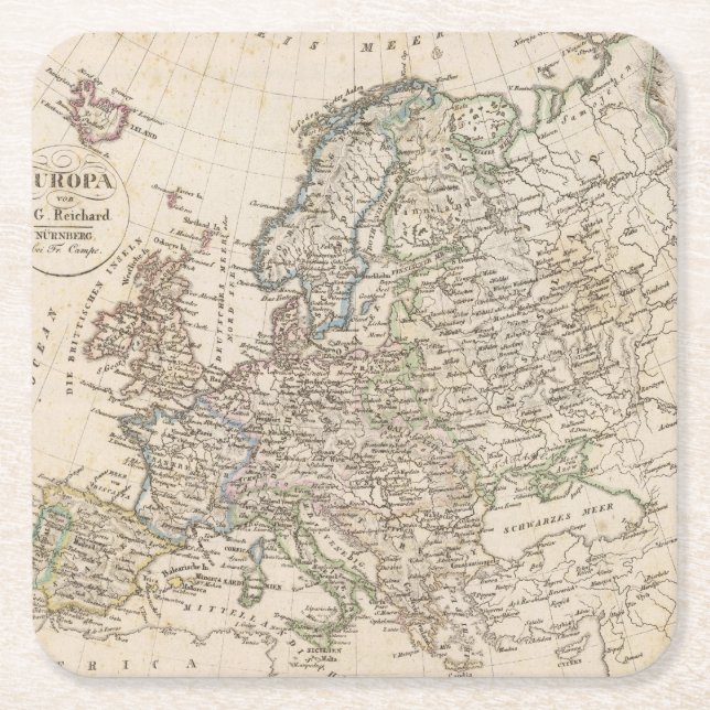 Posavasos Cuadrado De Papel Europa (Anverso)