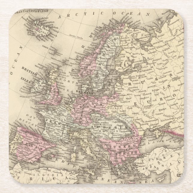 Posavasos Cuadrado De Papel Europa (Anverso)