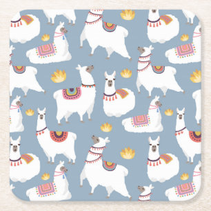 Posavasos Cuadrado De Papel Evento Alpaca/Llama