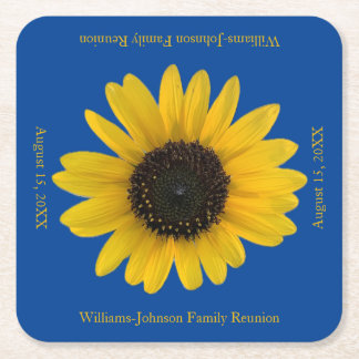 Posavasos Cuadrado De Papel Evento azul personalizado de girasol