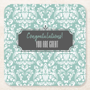 Posavasos Cuadrado De Papel Evento Damask de personalizable