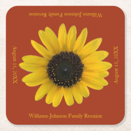 Posavasos Cuadrado De Papel Evento rojo personalizado de girasol