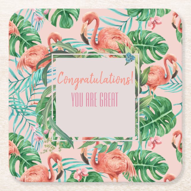 Posavasos Cuadrado De Papel Evento tropical de personalizable (Anverso)