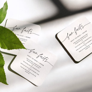 Posavasos Cuadrado De Papel EVERLEIGH Fun Facts About Bride & Groom (set 50)