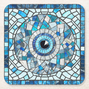 Posavasos Cuadrado De Papel Evil Eye Amulet Mosaic Art
