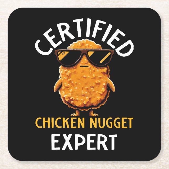 Posavasos Cuadrado De Papel Experto certificado en el nugget de pollo (Anverso)