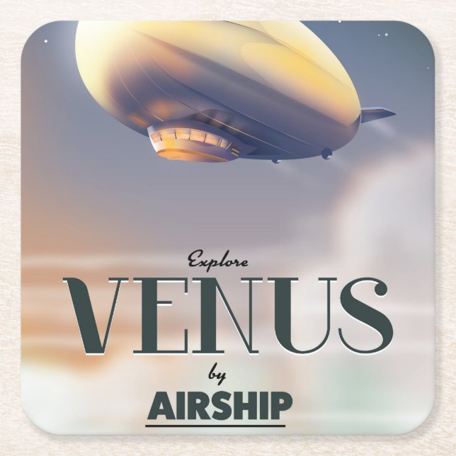 Posavasos Cuadrado De Papel Explora Venus en Dirigible (Anverso)
