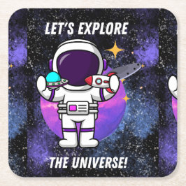 Posavasos Cuadrado De Papel exploremos el universo