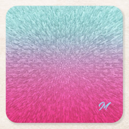 Posavasos Cuadrado De Papel Extrusión rosa azul gradiente abstracto