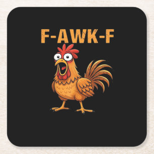 Posavasos Cuadrado De Papel F-Awk-F Pollo F-Caw-F Gallo Divertido Humor Meme