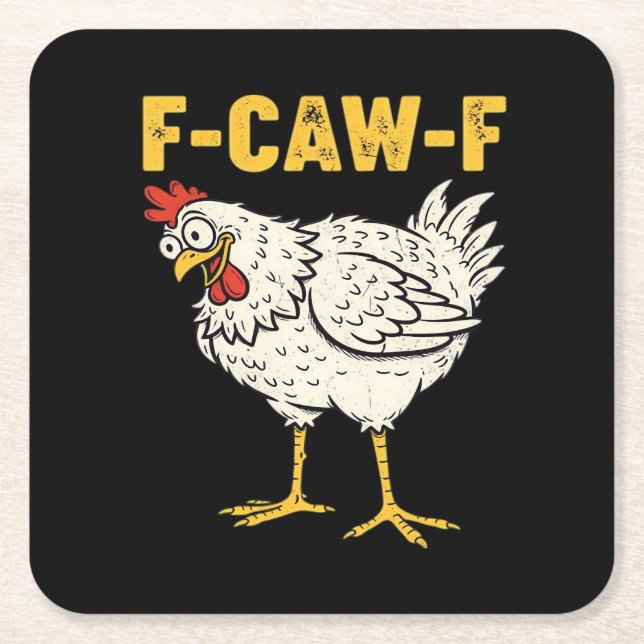 Posavasos Cuadrado De Papel F-Caw-F Chicken Classic Retro Cool (Anverso)