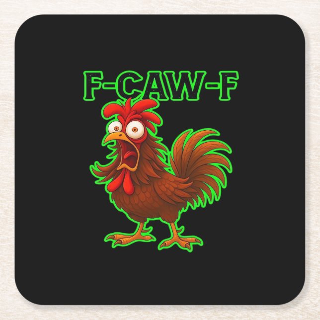 Posavasos Cuadrado De Papel F-Caw-F Chicken Classic Retro Graphic (Anverso)
