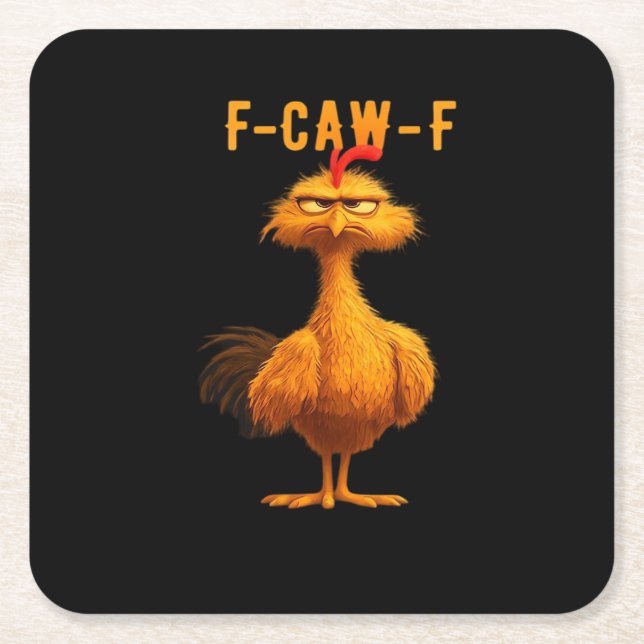 Posavasos Cuadrado De Papel F-Caw-F Chicken Essential Trendy Art (Anverso)