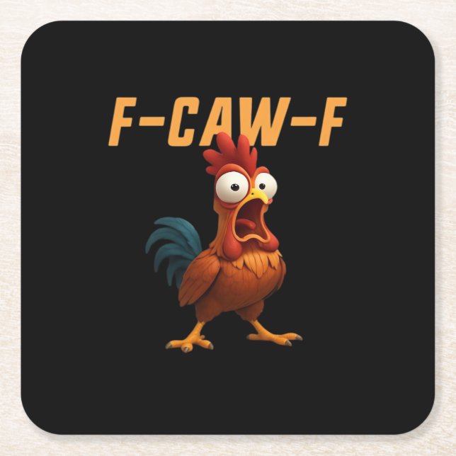 Posavasos Cuadrado De Papel F-Caw-F Chicken Funny Chicken F-Caw-F Gear Retro G (Anverso)