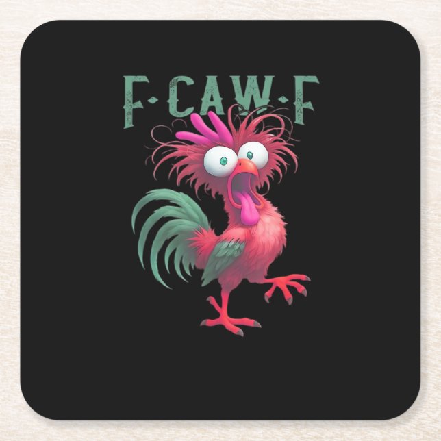 Posavasos Cuadrado De Papel F-Caw-F Chicken Minimal Clean (Anverso)