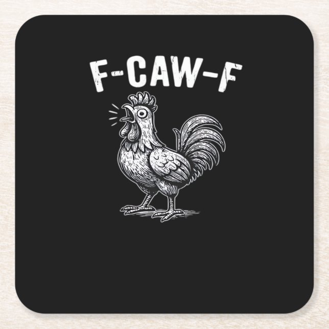 Posavasos Cuadrado De Papel F-Caw-F Chicken Retro Graphic (Anverso)