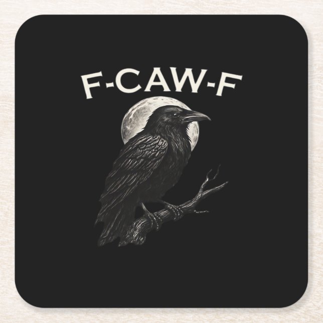 Posavasos Cuadrado De Papel F-Caw-F Crow Funny Crow F-Caw-F Gear Vintage Graph (Anverso)
