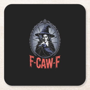 Posavasos Cuadrado De Papel F-Caw-F Cuervo Divertido Gótico Luna Pájaro Hallow