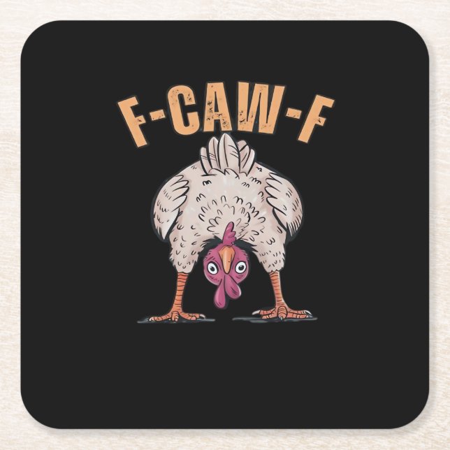 Posavasos Cuadrado De Papel F Caw F Funny Chicken Classic Retro Cool Style (Anverso)