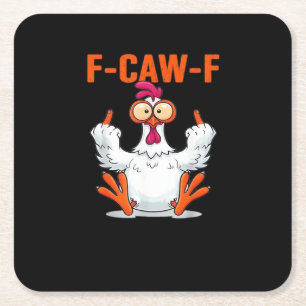 Posavasos Cuadrado De Papel F-Caw-F Gallina Divertida Clásica Minimalista Limp