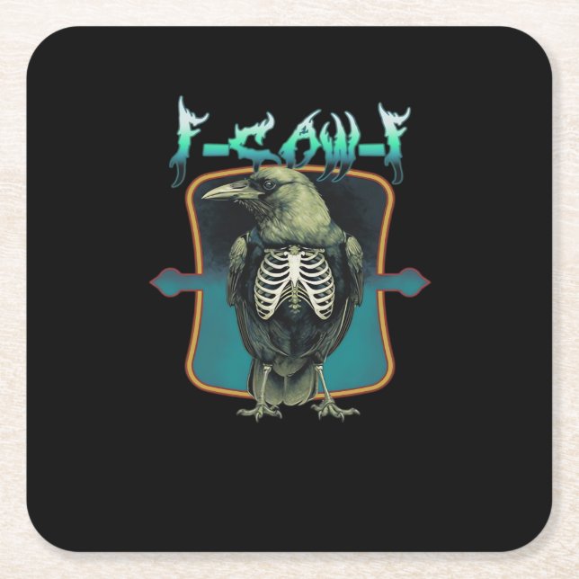 Posavasos Cuadrado De Papel F-Caw-F Minimal Design (Anverso)