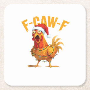 Posavasos Cuadrado De Papel F-Caw-F Navidad Gallina Divertida Navidad Esencial