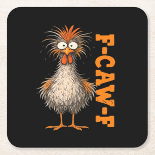 Posavasos Cuadrado De Papel F-Caw-F-Pollo Ansiosamente Colorido Gallo Divertid