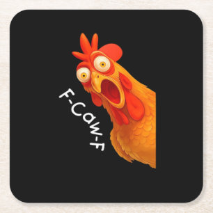 Posavasos Cuadrado De Papel F-Caw-F Pollo Esencial Clásico Retro