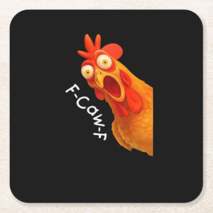 Posavasos Cuadrado De Papel F-Caw-F Pollo Esencial Minimal Limpio