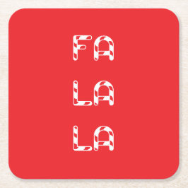 Posavasos Cuadrado De Papel Fa La La christmas