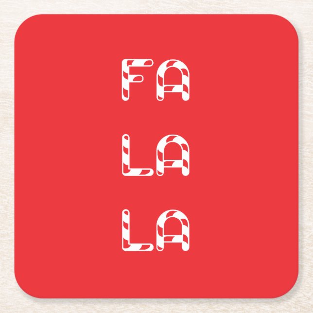 Posavasos Cuadrado De Papel Fa La La christmas (Anverso)