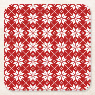 Posavasos Cuadrado De Papel FairIsle White Stars Diseño Bebe Astras
