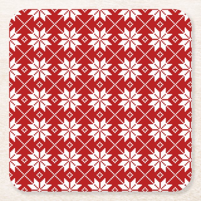Posavasos Cuadrado De Papel FairIsle White Stars Diseño Bebe Astras (Anverso)