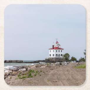 Posavasos Cuadrado De Papel Fairport Harbour West Breakwater Lighthouse